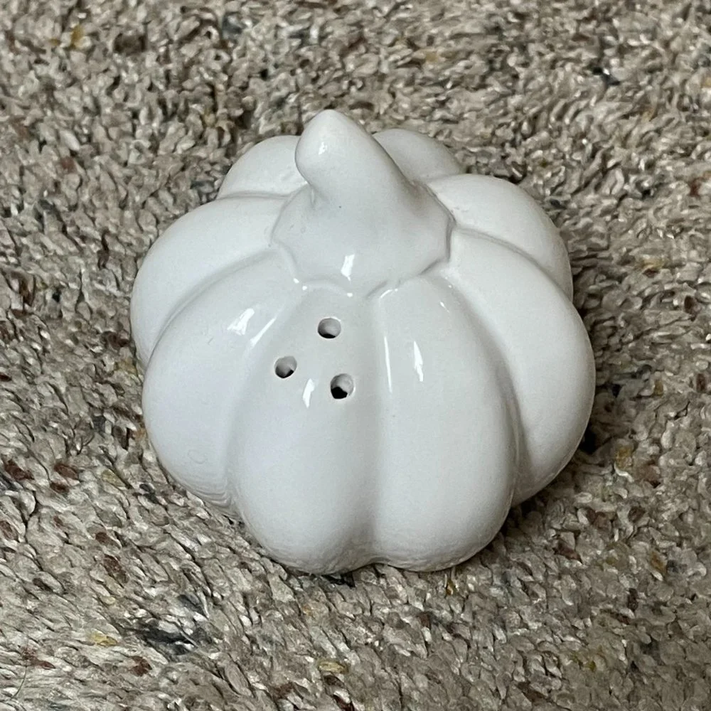 Pumpkin White Luster Salt & Pepper Shaker Set